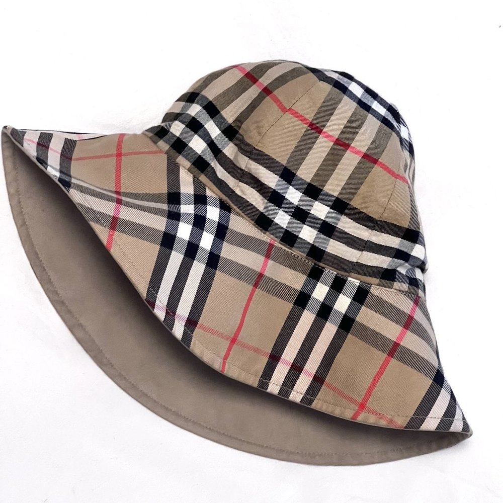 BURBERRY Y2K ORIGINAL PRINT WOMEN'S NOVA CHECK REVERSIBLE BUCKET HAT - VINTAGE